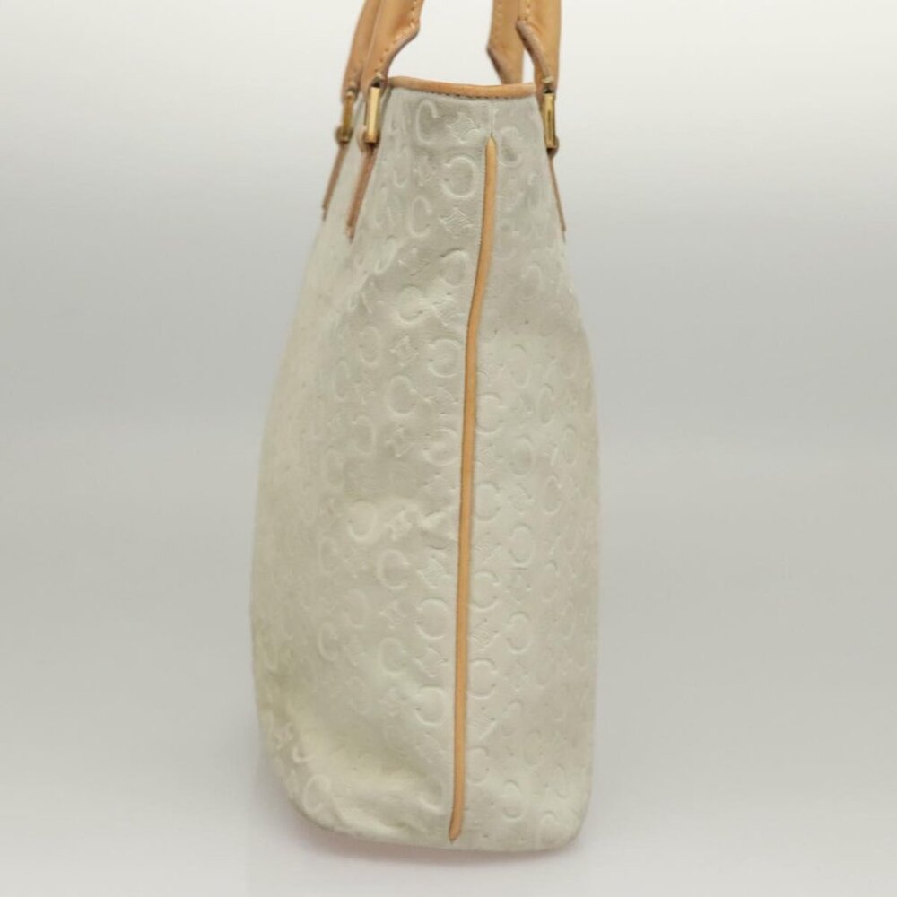 CELINE C Macadam Canvas Tote Bag Suede White Gold Auth mr1231 - Picture 4 of 16
